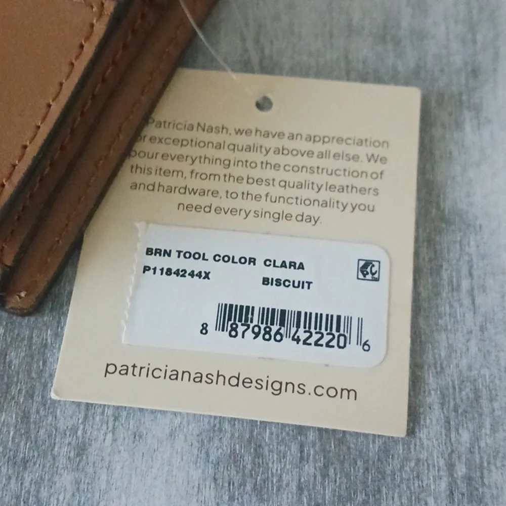 Patricia NASH Brown Leather Small Wallet Tooled Clara Biscuit